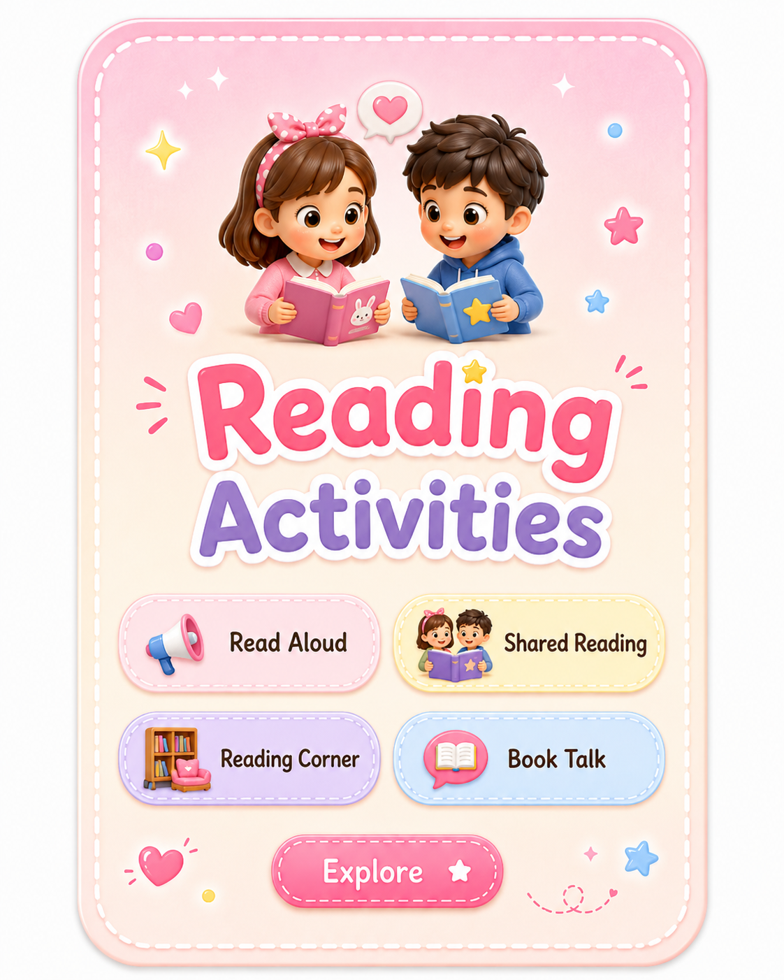 Reading Activities card